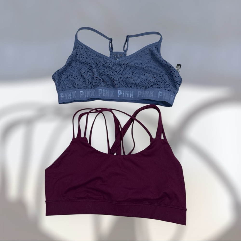 Victorias Secret Size XL Womens Burgundy & Blue Wireless Sports Bra - Picture 1 of 8